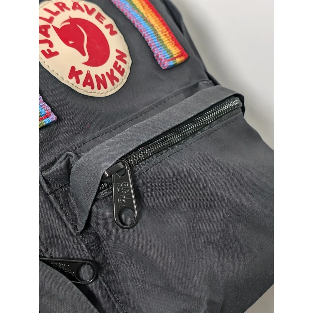 Fjallraven Unisex Backpack Kanken Rainbow Mini 23621 Vinylon F Black One Size